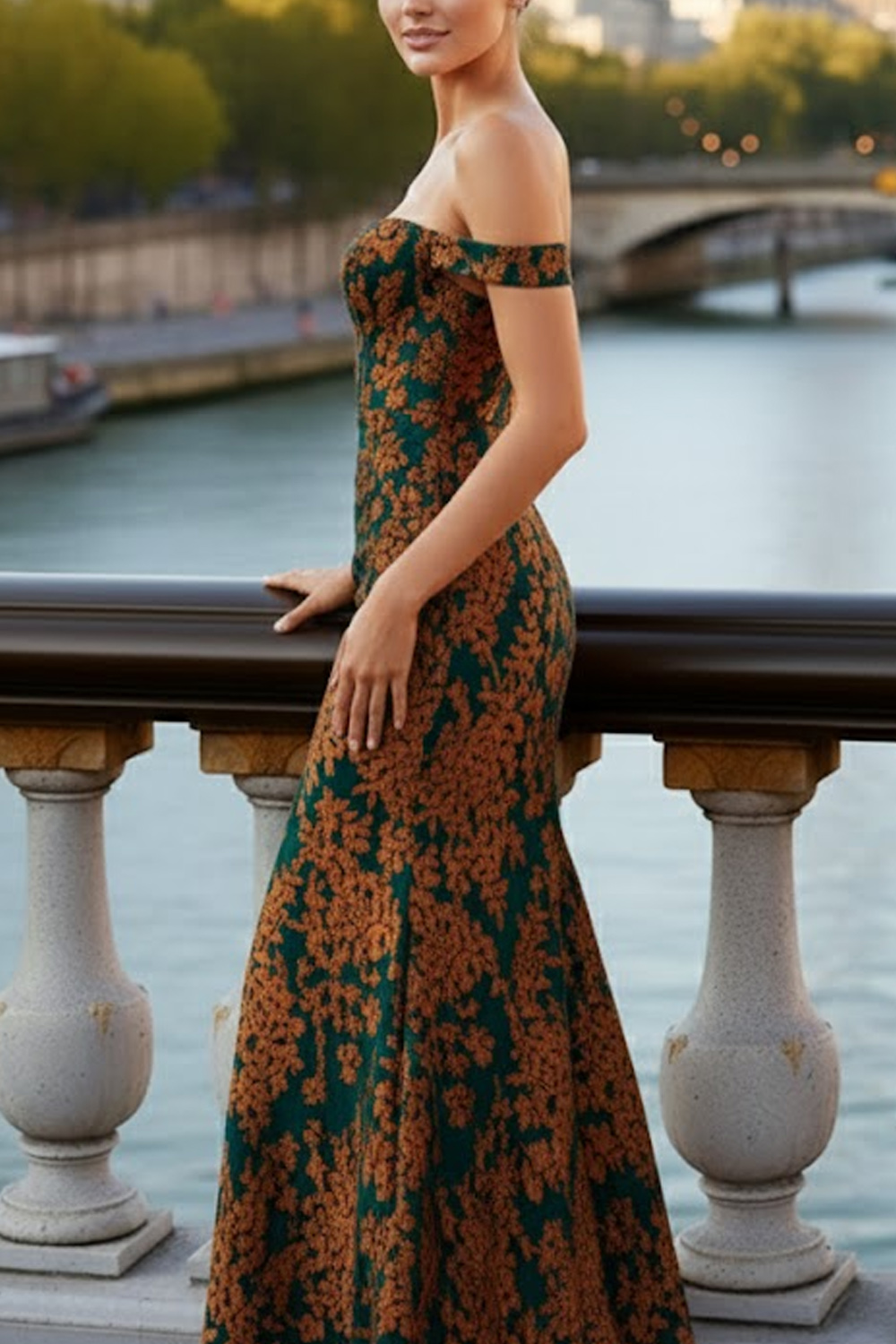 Peacock Green Formal Evening Dress Sheath Off the Shoulder Velvet Maxi Dress