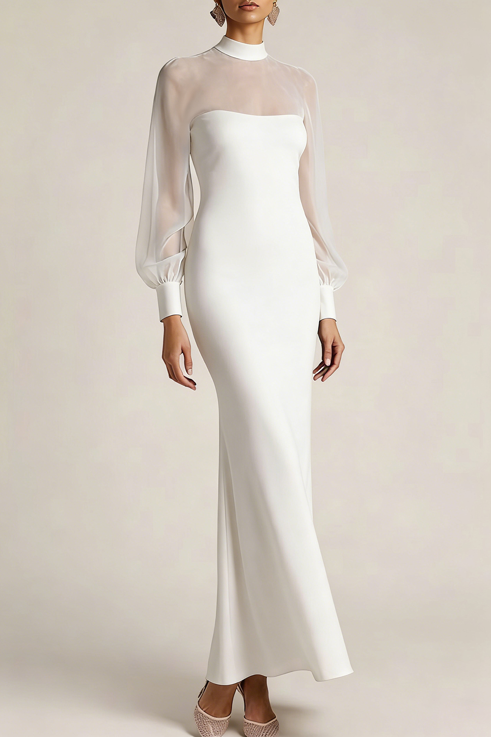 Emerald Green Formal Evening Dress High Neck Chiffon Maxi Dress