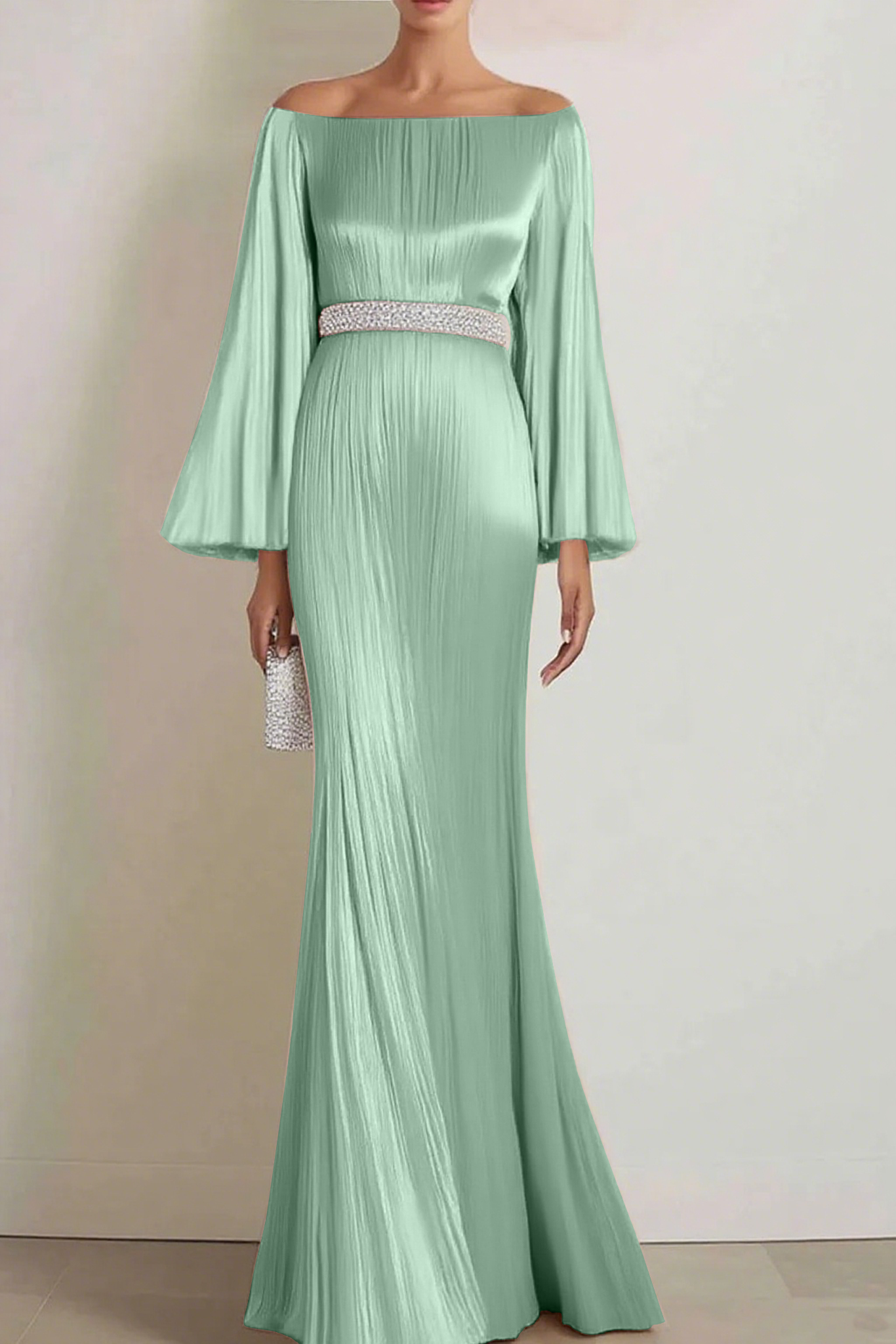 Formal Evening Gown Off The Shoulder White Long Dress Pleated Satin Maxi Dress