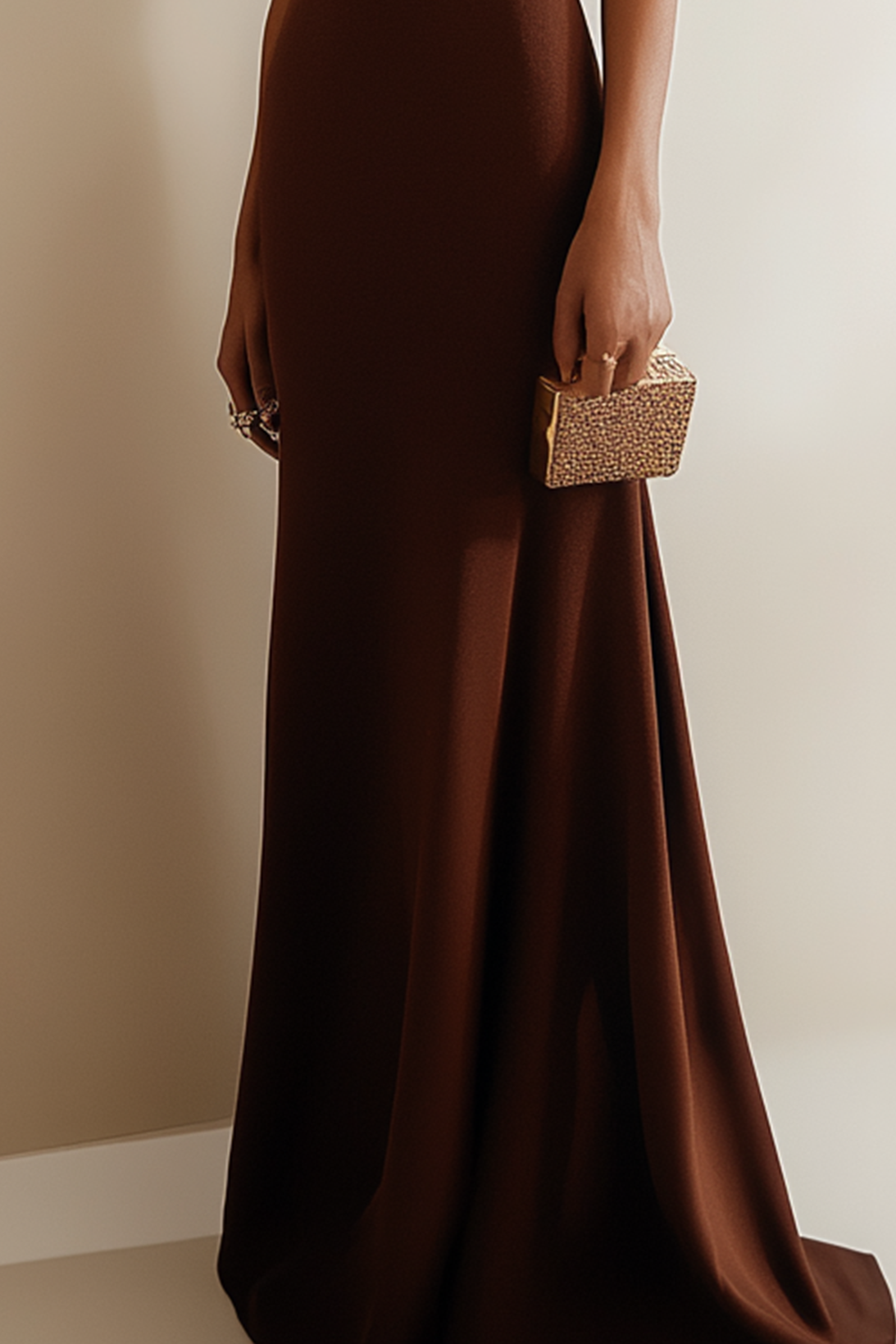 Women's Work Maxi Dress Half Sleeve Brown Dress