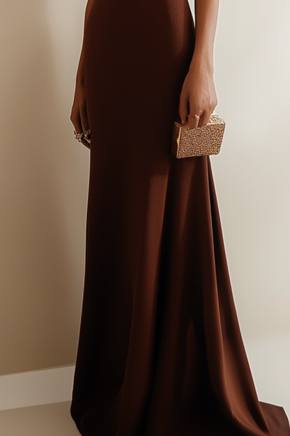 Women's Work Maxi Dress Half Sleeve Brown Dress