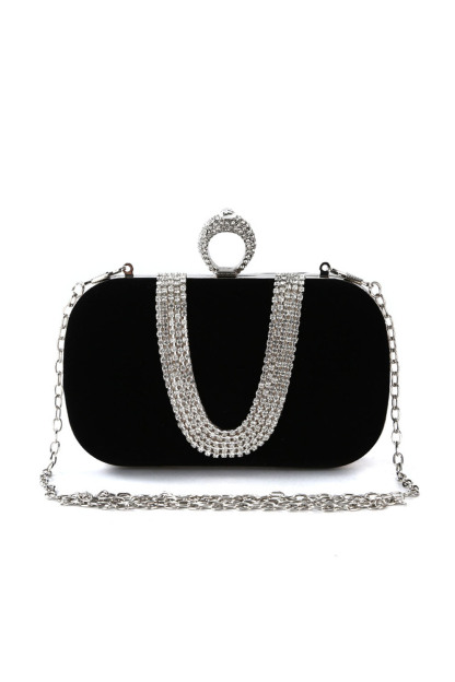 Women's Handbag U-Shaped Pure Handmade Diamond Chain Banquet Bag