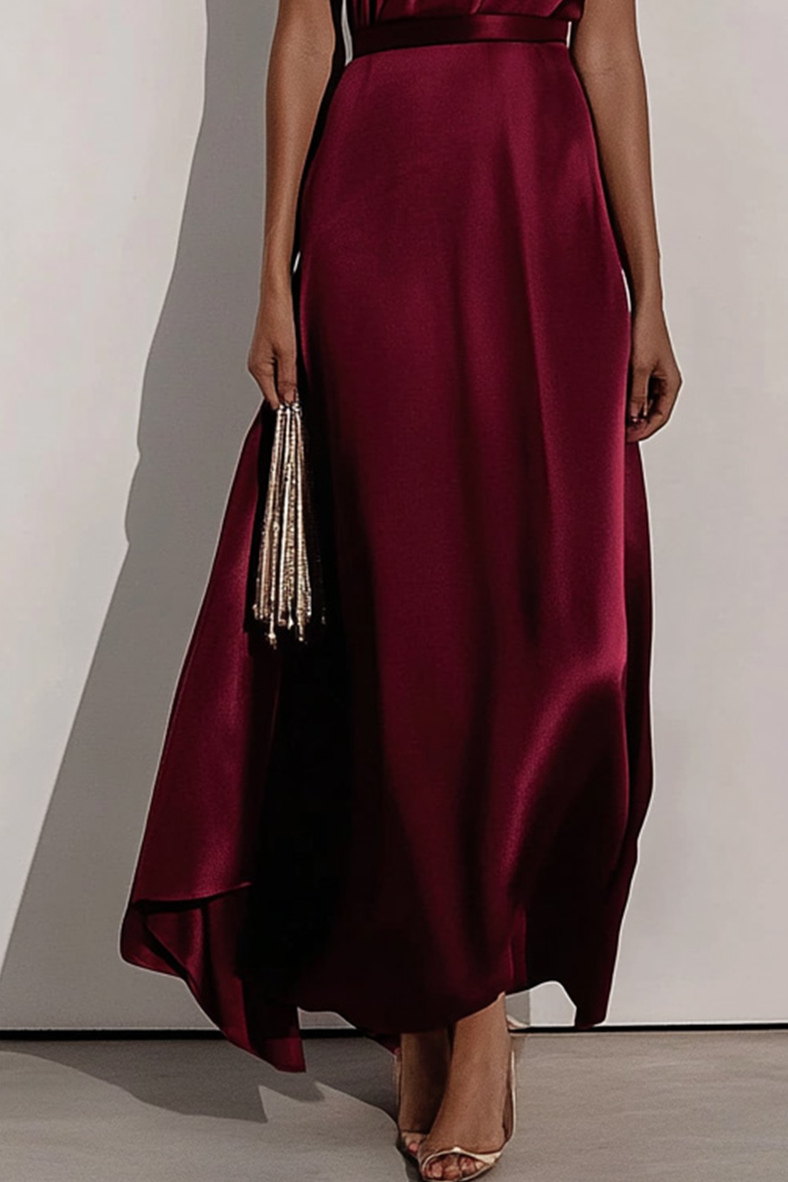 Women's Work Maxi Dress Satin V Neck Dress