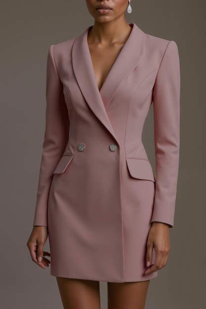 Work Business White Blazer Dress Long Sleeve Mini Dress