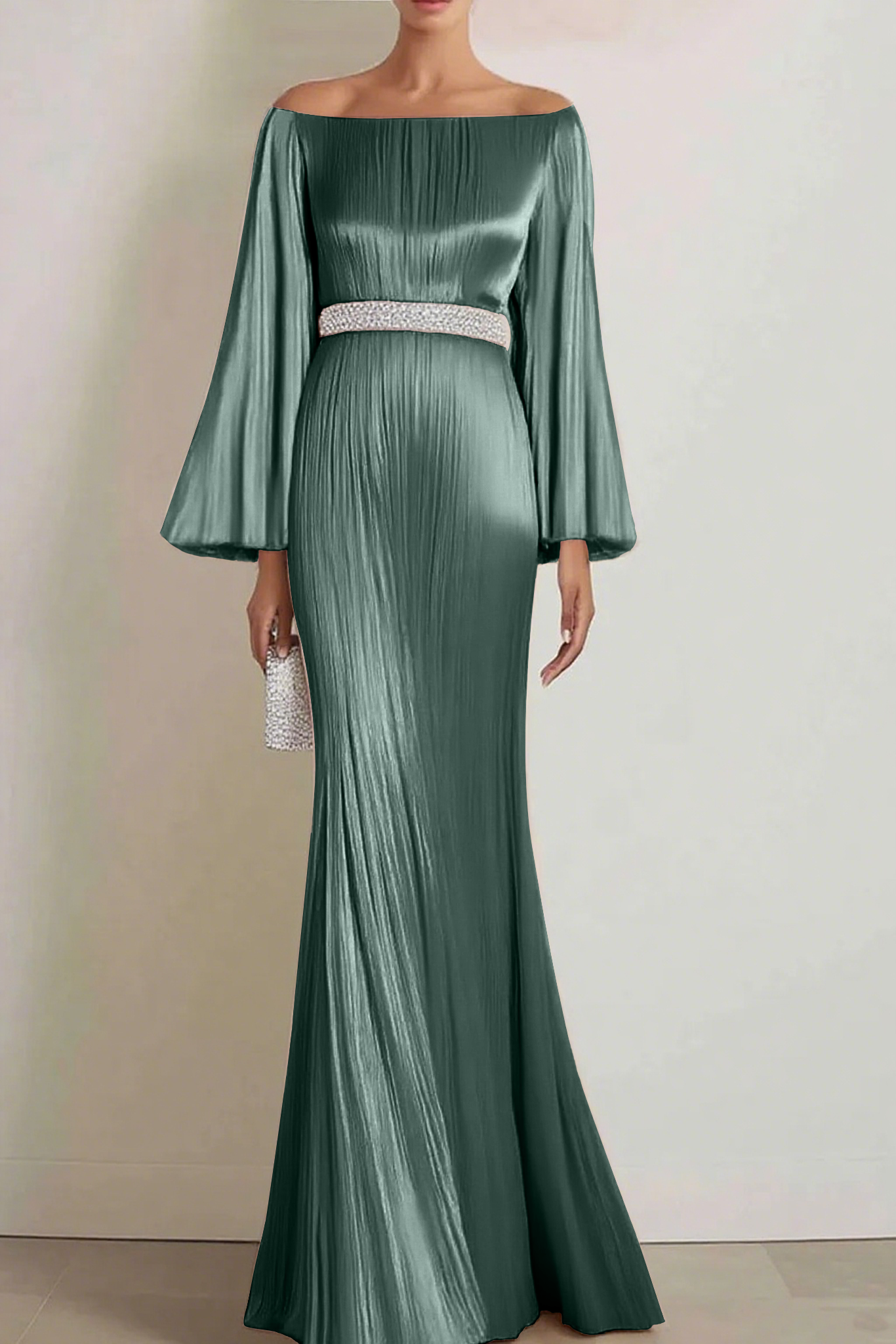 Formal Evening Gown Off The Shoulder White Long Dress Pleated Satin Maxi Dress