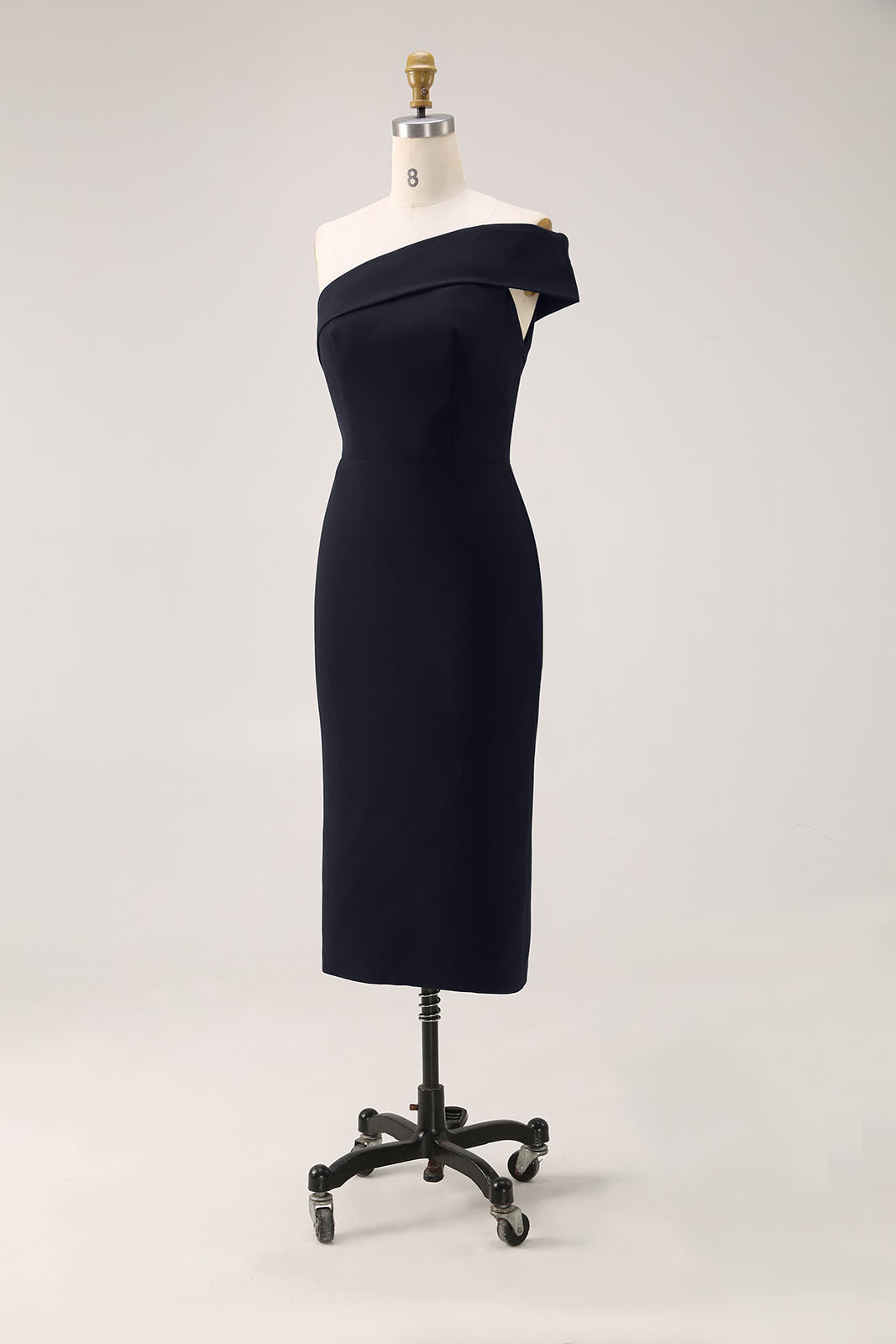 Semi-Formal Party Dress One-Shoulder Fitted Sleeveless Midi Dress