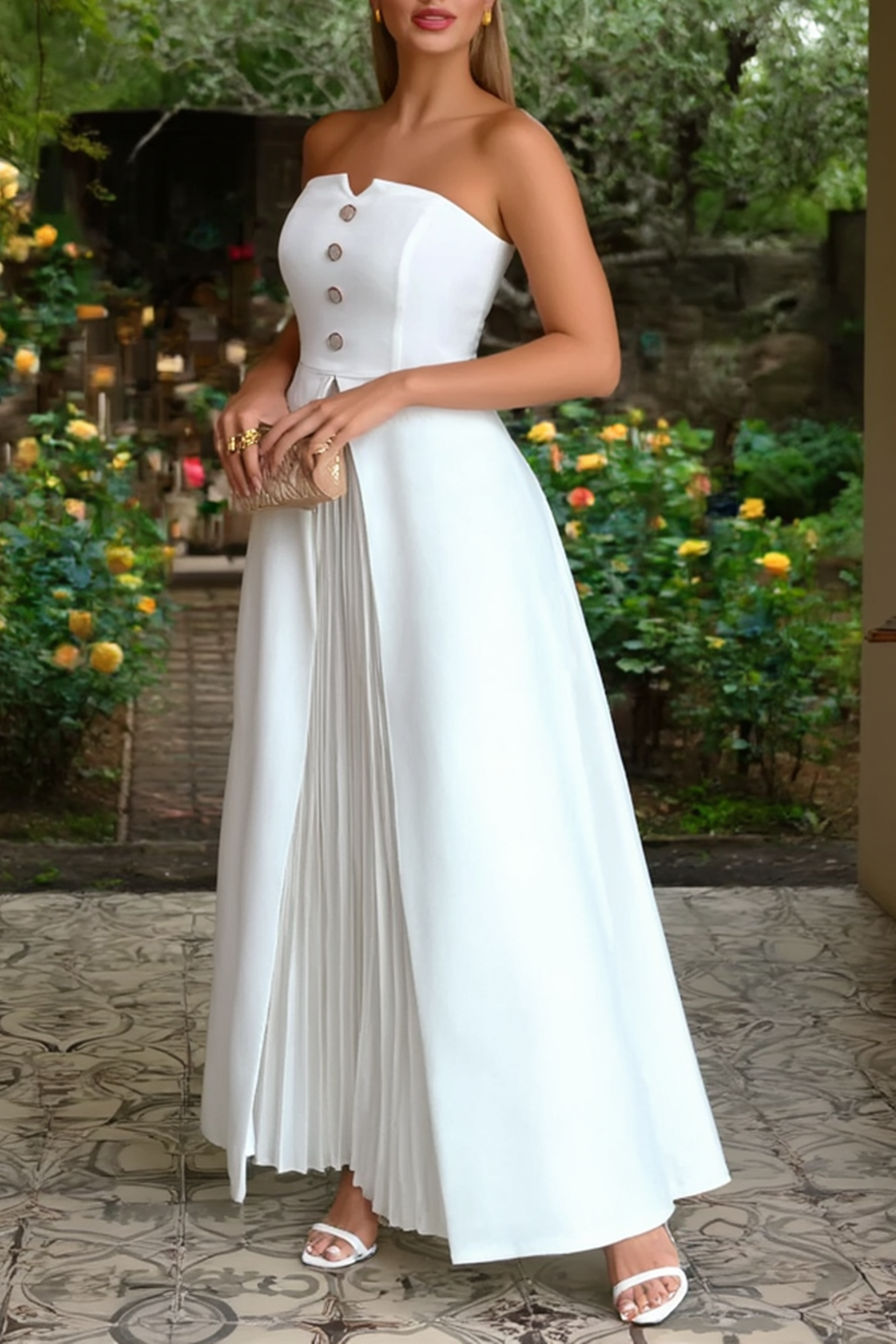 Formal ​Wedding Dress White Strapless Maxi Dress