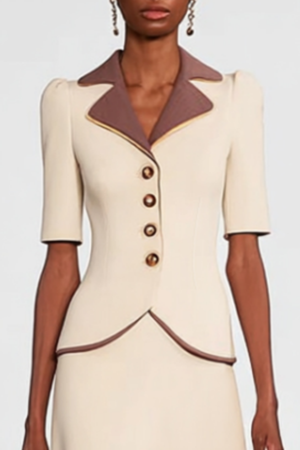 Stylish Purple Lapel Skirt Suit Midi Set for Office