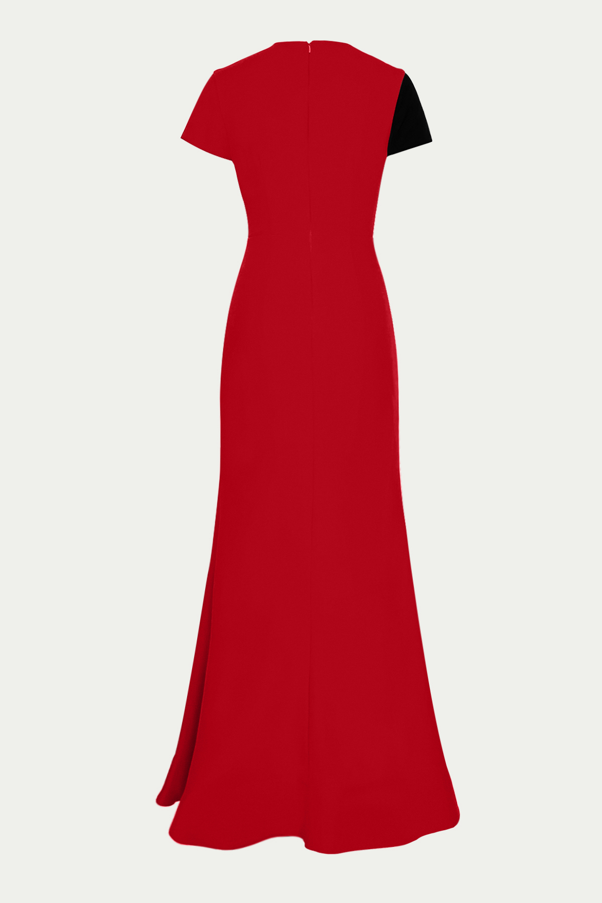 Maxi Party Dress Round Neck Asymmetric Slit Black Red Contrast Dress