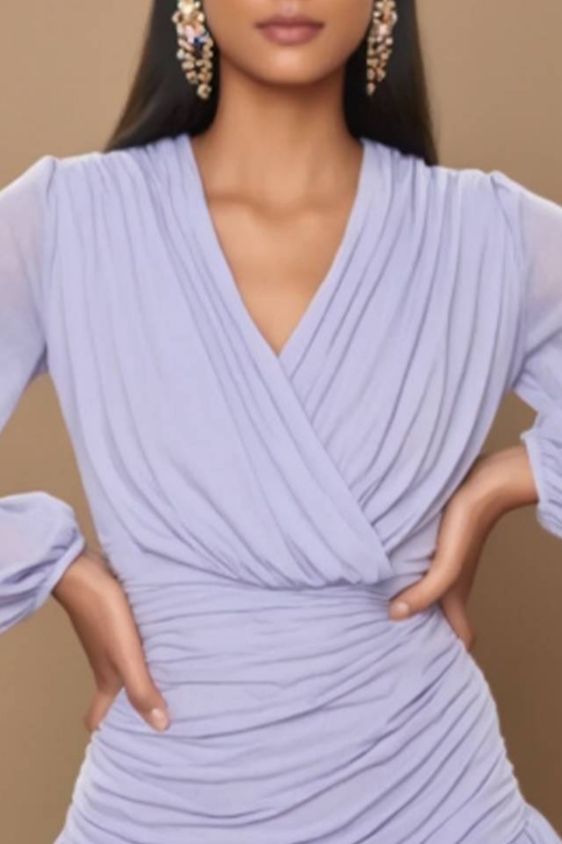 Homecoming​ Party Dress​​ Purple V Neck Ruffle Mini Dress