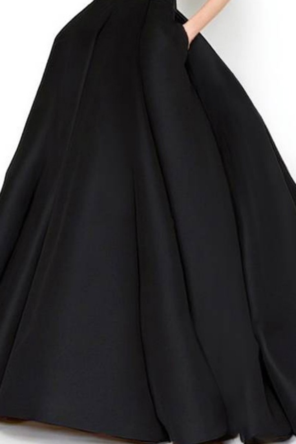 Formal ​Evening Dress Black Strapless Maxi Swing Dress