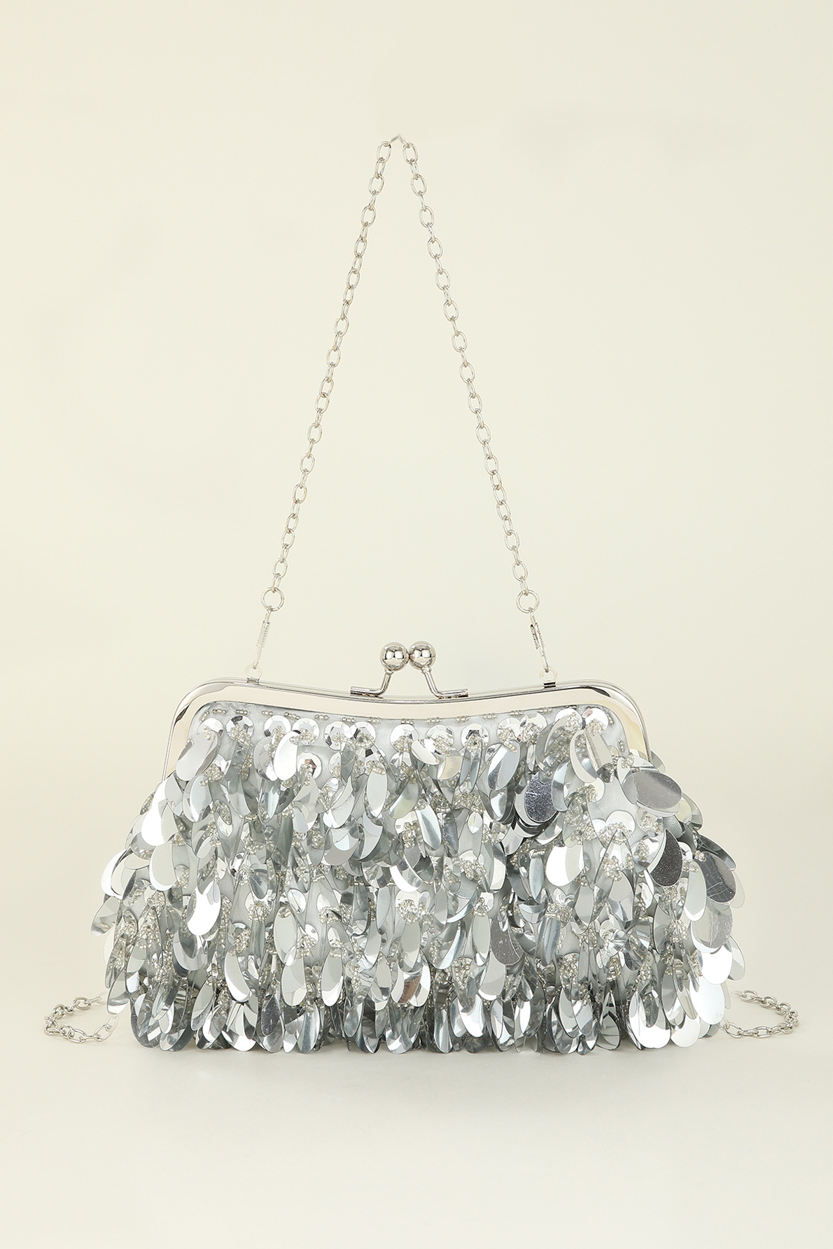 Fan-Shaped Rhinestone Crossbody Bag Alloy PU Shoulder Bag Clip Buckle