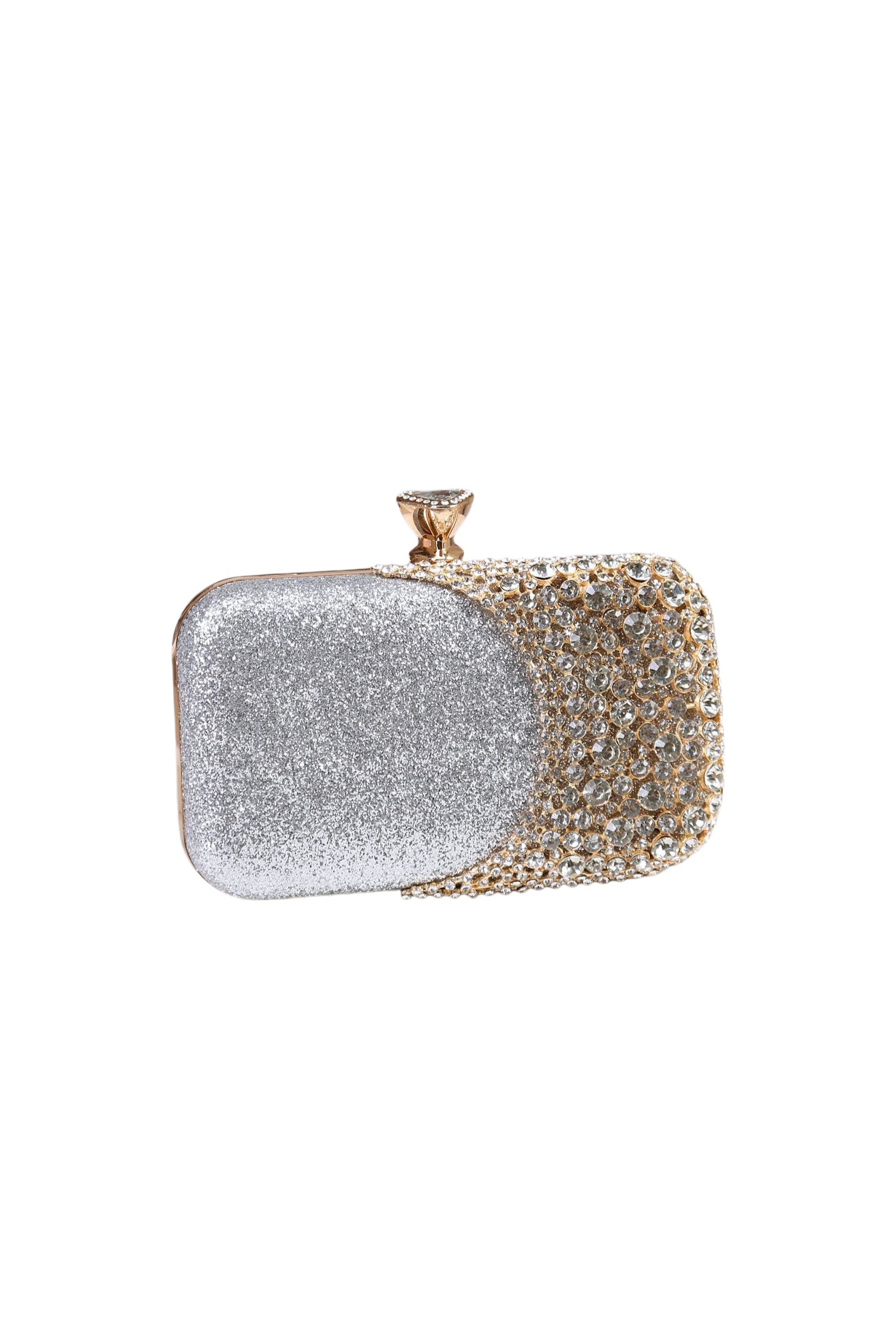 Fan-Shaped Rhinestone Crossbody Bag Alloy PU Shoulder Bag Clip Buckle