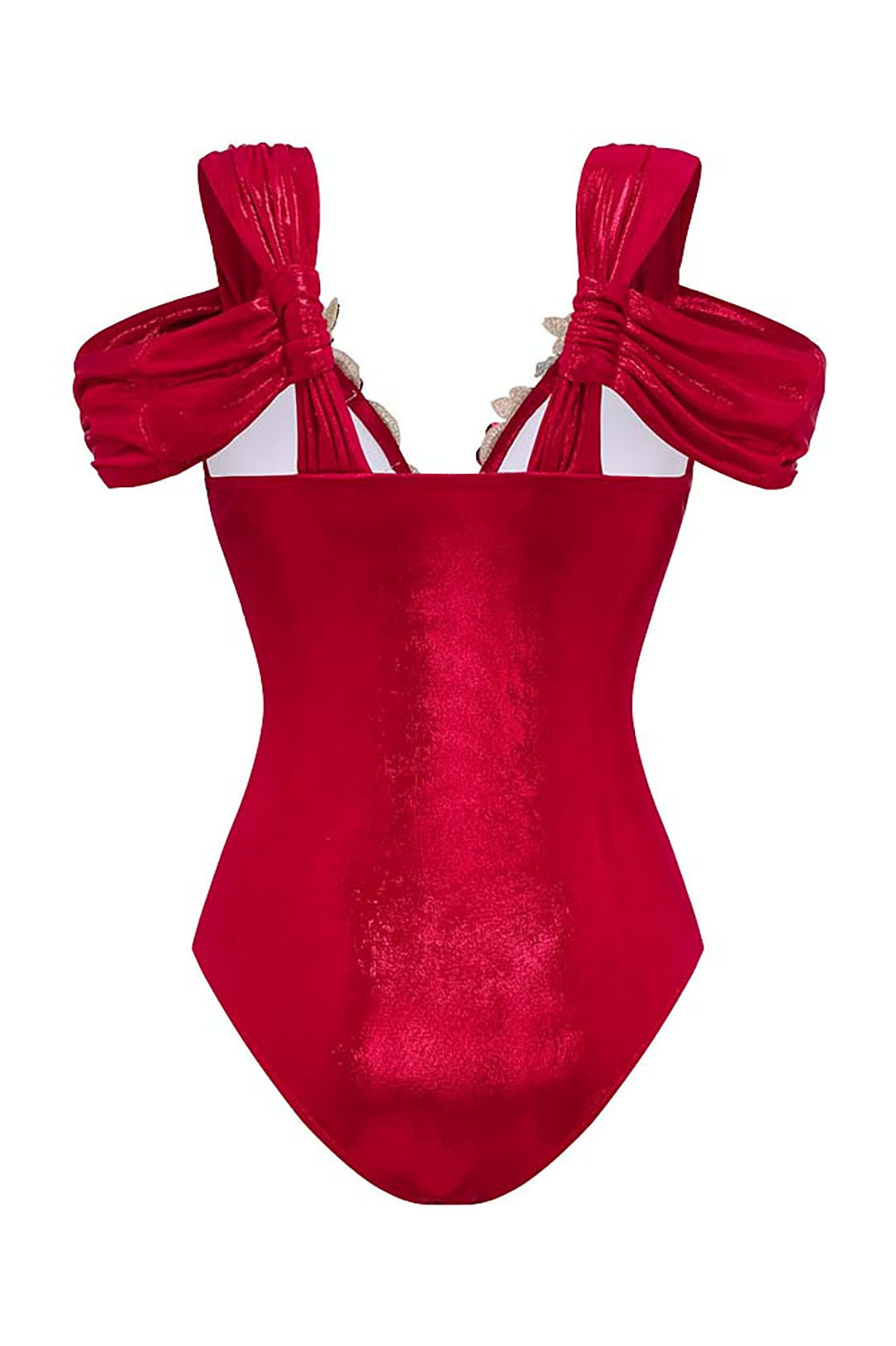 Red Floral Dropped Shoulder Sleeve One-Piece Swimsuit and Cover-Up