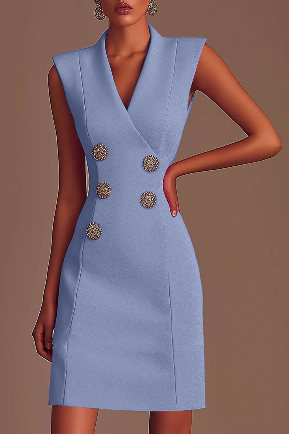 Evening Party Purple Dress Color-block Deep V Pleated Floor-Length Dre