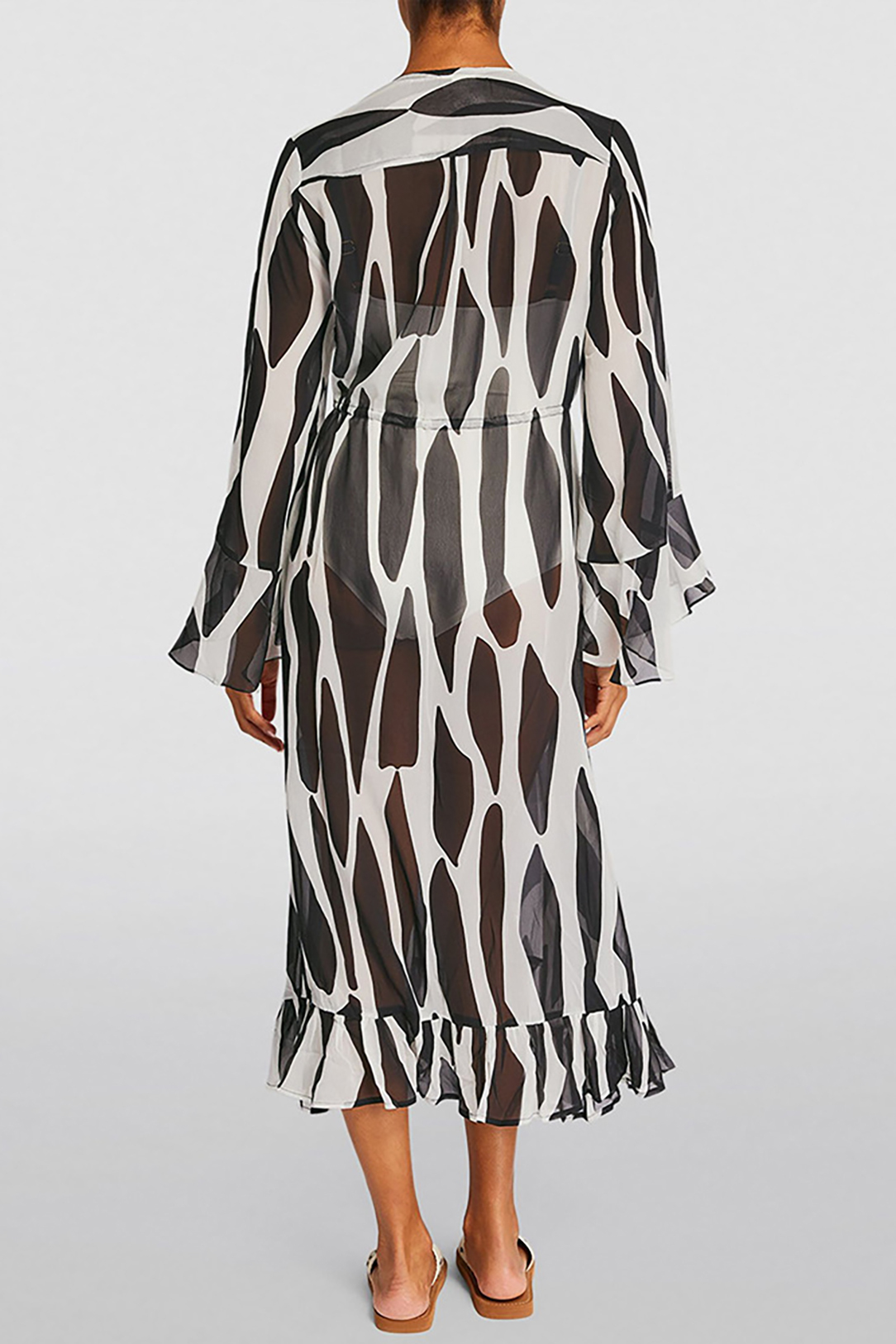 Hollow Cow Pattern High Waist Two-Piece Swimsuit and Cover-Up