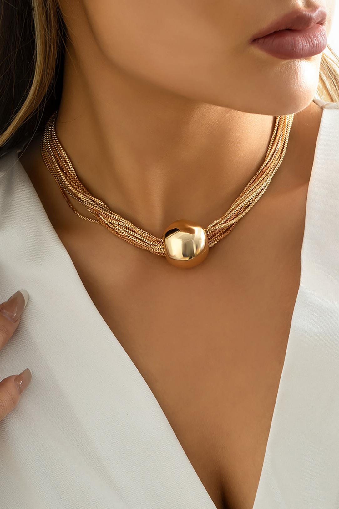 Punk Multi-Layer Chain Stacking Necklace Ball Choker