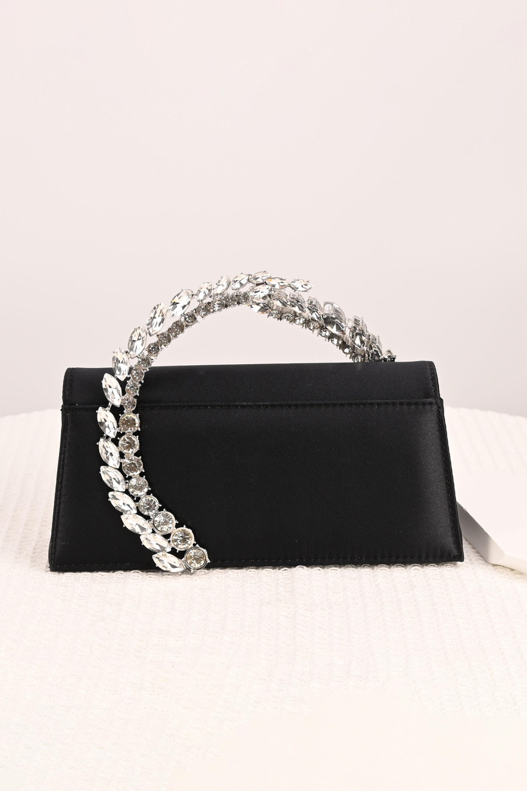 Rhinestone Leaf Shape Satin Handbag Chain Evening Bag