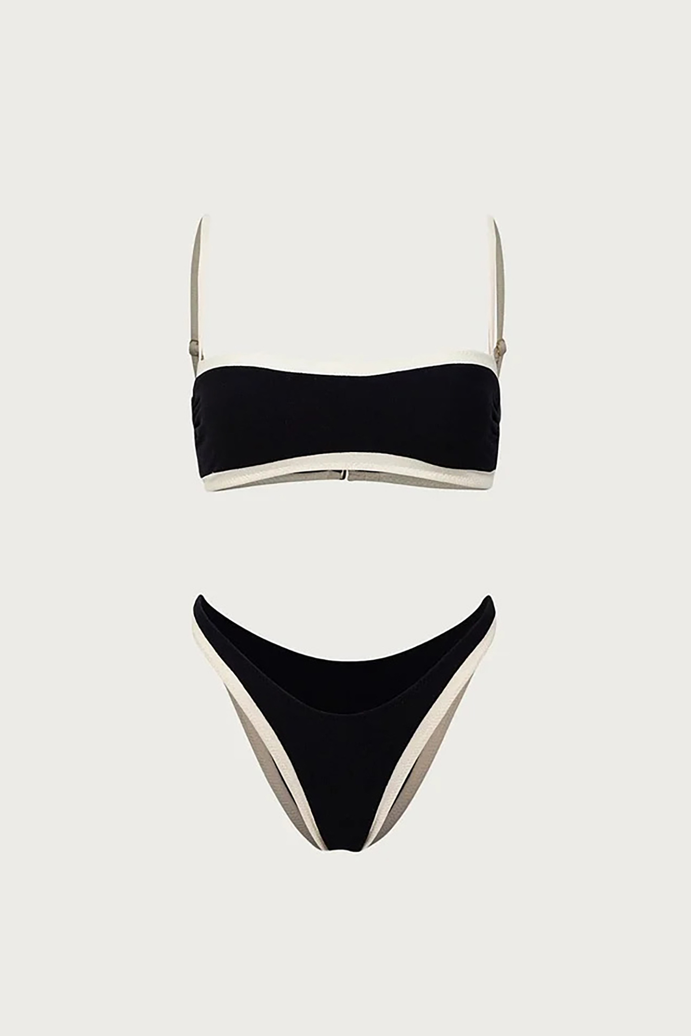 Black and White Colorblocked Lines Bikini Swimsuit