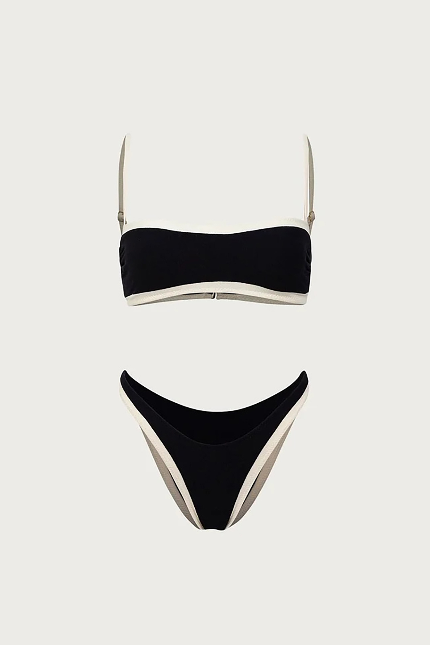 Black and White Colorblocked Lines Bikini Swimsuit