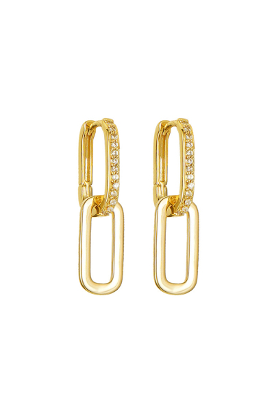 Gold Paper Clips Earrings With Diamonds