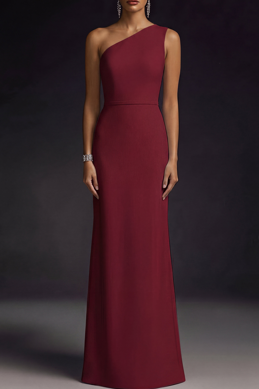 Lilac Formal ​Wedding Bridesmaid Dress One Shoulder Maxi Dress