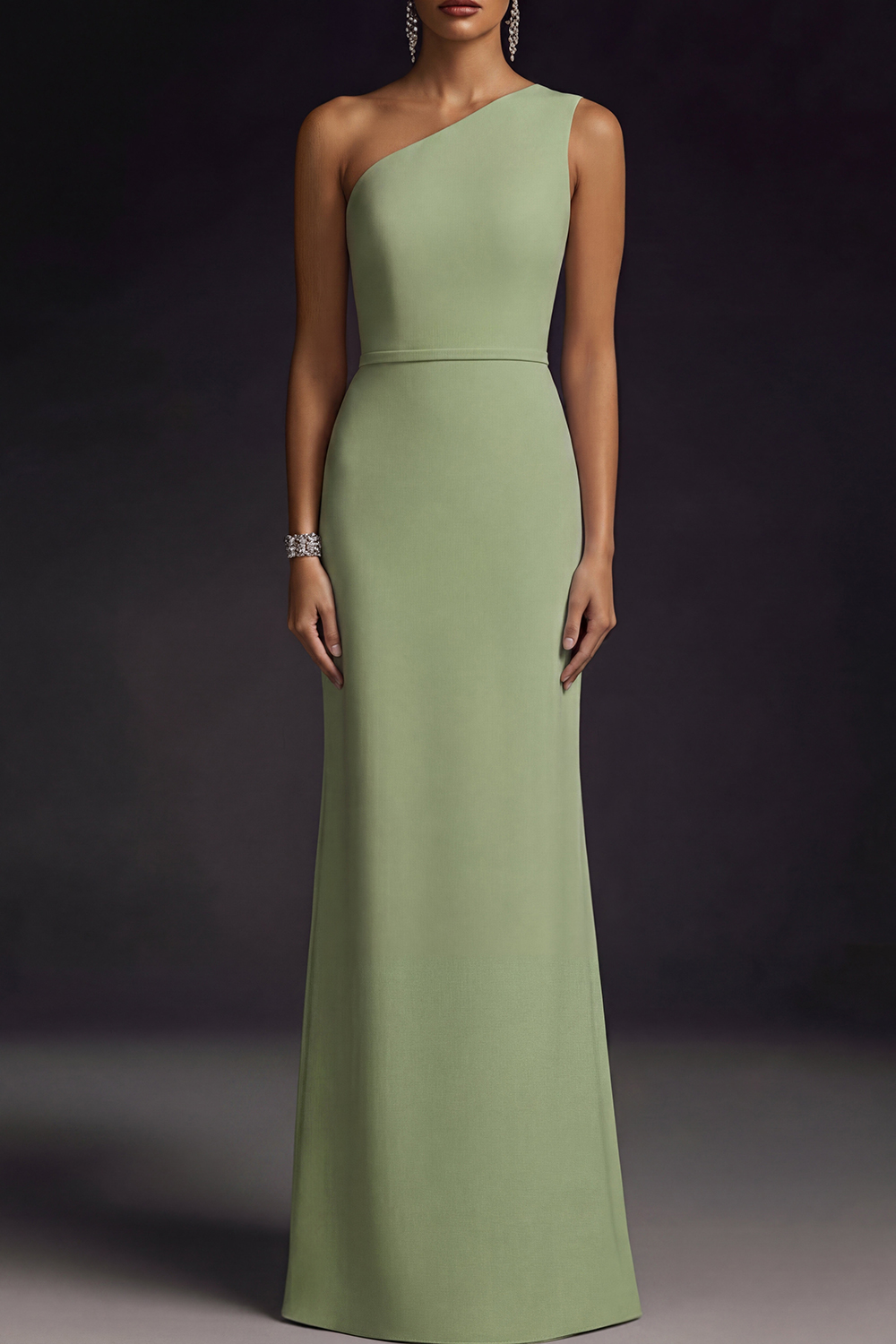Lilac Formal ​Wedding Bridesmaid Dress One Shoulder Maxi Dress