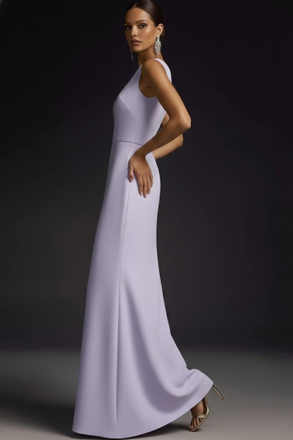 Lilac Formal ​Wedding Bridesmaid Dress One Shoulder Maxi Dress 