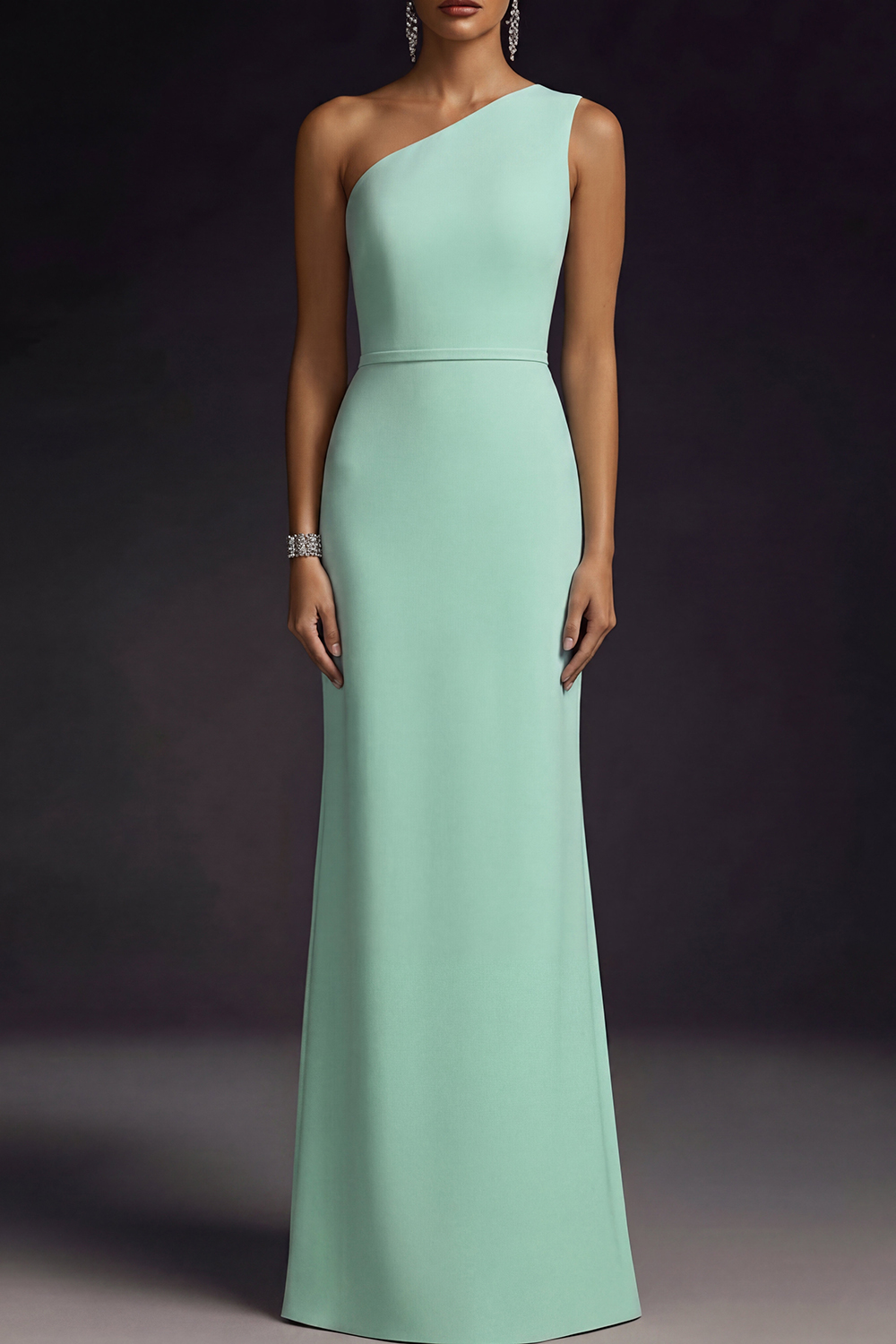 Lilac Formal ​Wedding Bridesmaid Dress One Shoulder Maxi Dress