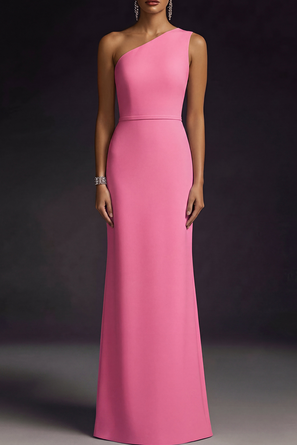 Lilac Formal ​Wedding Bridesmaid Dress One Shoulder Maxi Dress