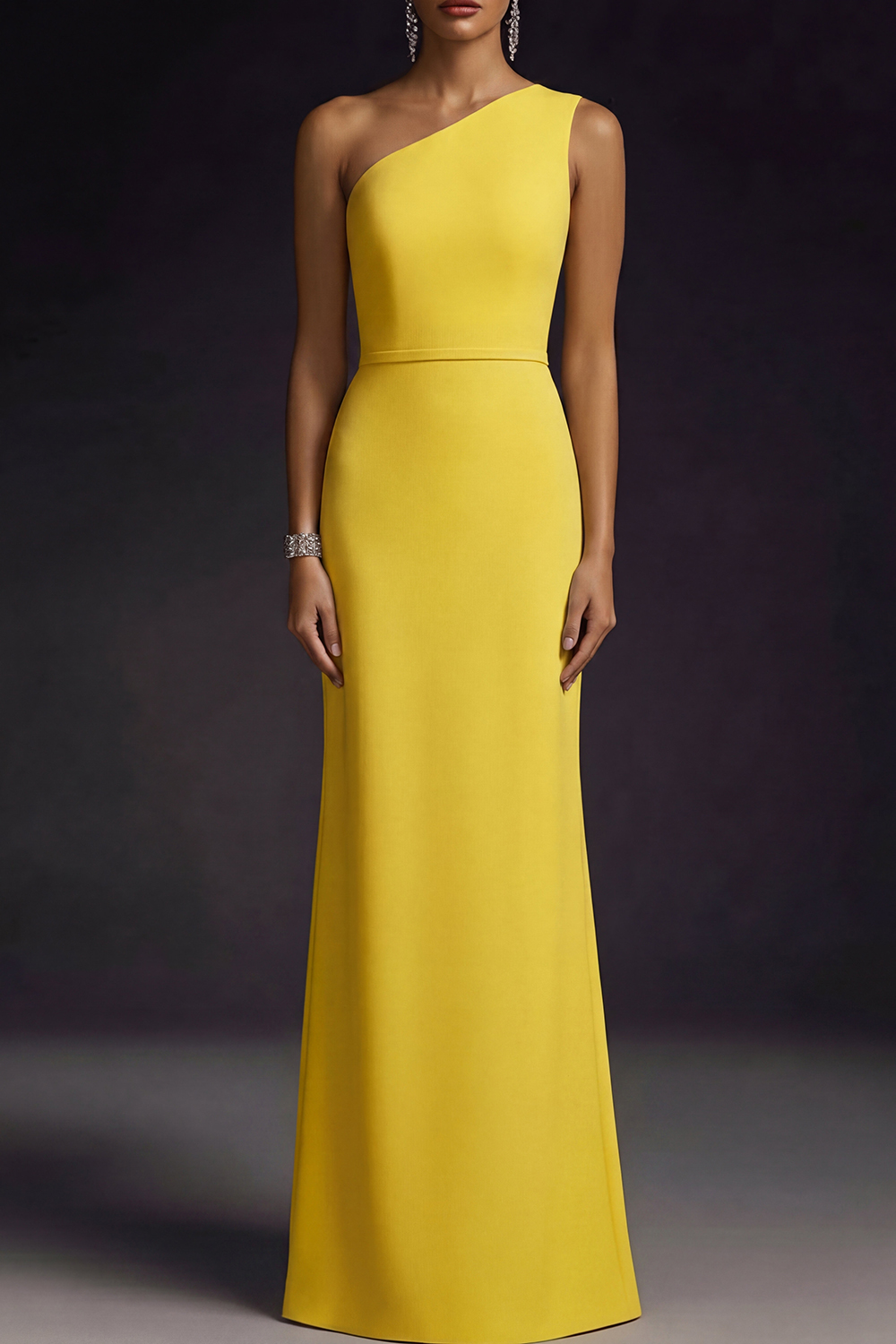 Lilac Formal ​Wedding Bridesmaid Dress One Shoulder Maxi Dress