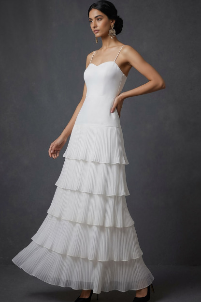 Dark Yellow ​Wedding Bridesmaid Dress Spaghetti Straps Tiered Tulle Maxi Dress 