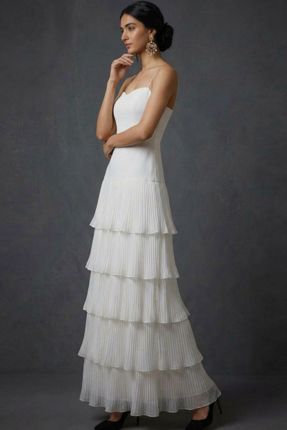 Dark Yellow ​Wedding Bridesmaid Dress Spaghetti Straps Tiered Tulle Maxi Dress 