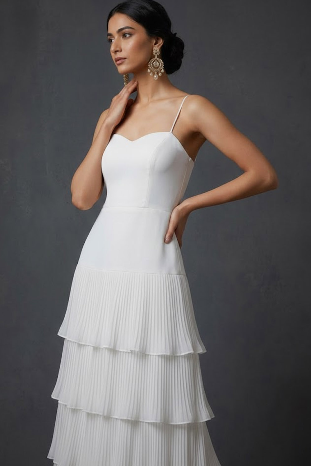 Dark Yellow ​Wedding Bridesmaid Dress Spaghetti Straps Tiered Tulle Maxi Dress 