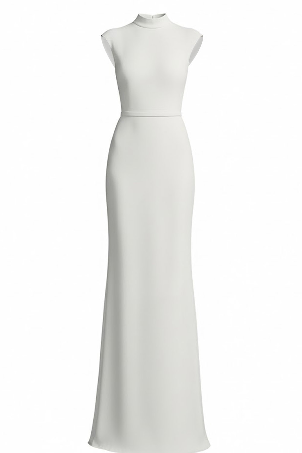 White Formal Evening Dress Sheath High Neck Maxi Dress