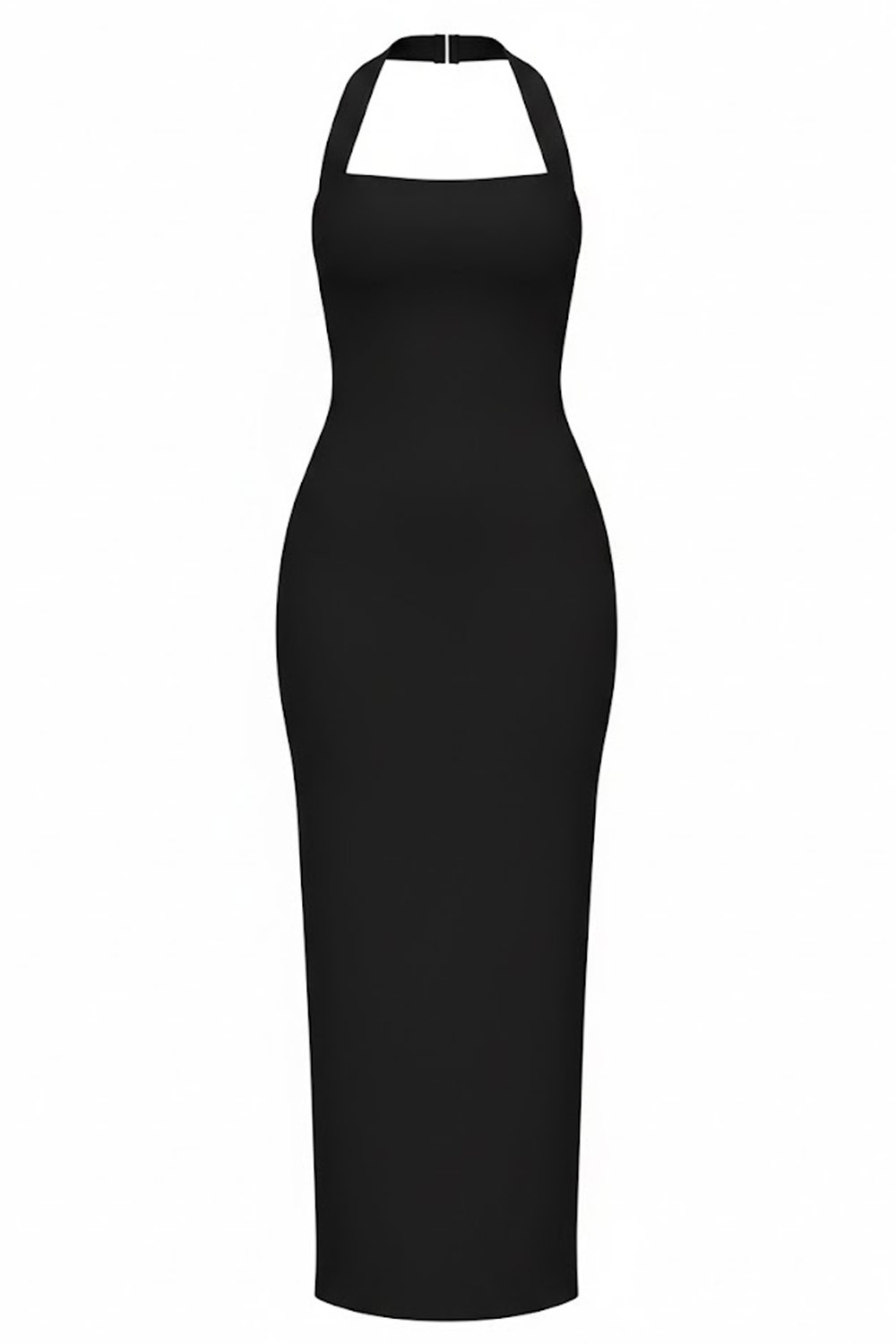 Black Formal Evening Dress Sheath Halter Maxi Dress