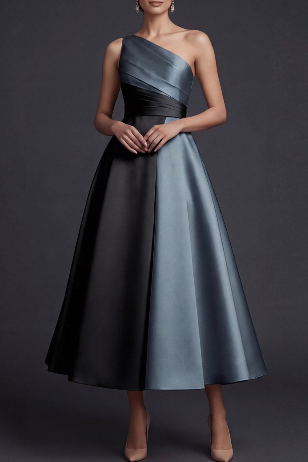 Pink Evening Formal Dress A-Line One Shoulder Satin Maxi Dress 