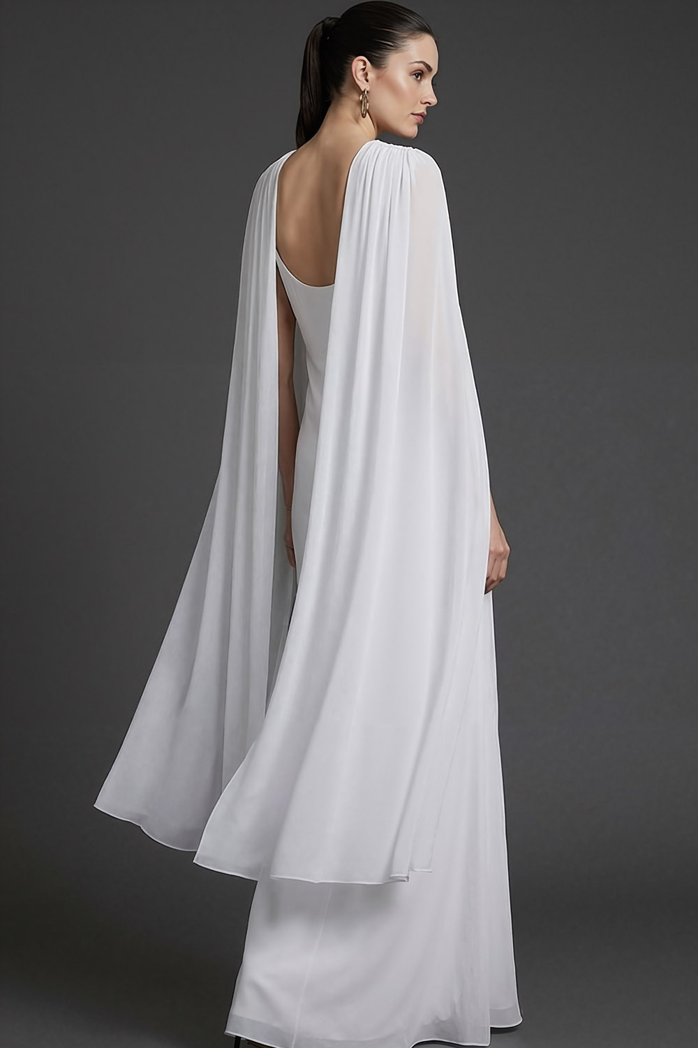 Light Yellow Mother of the Bride Dress Cowl Neck Maxi Dress with Cape