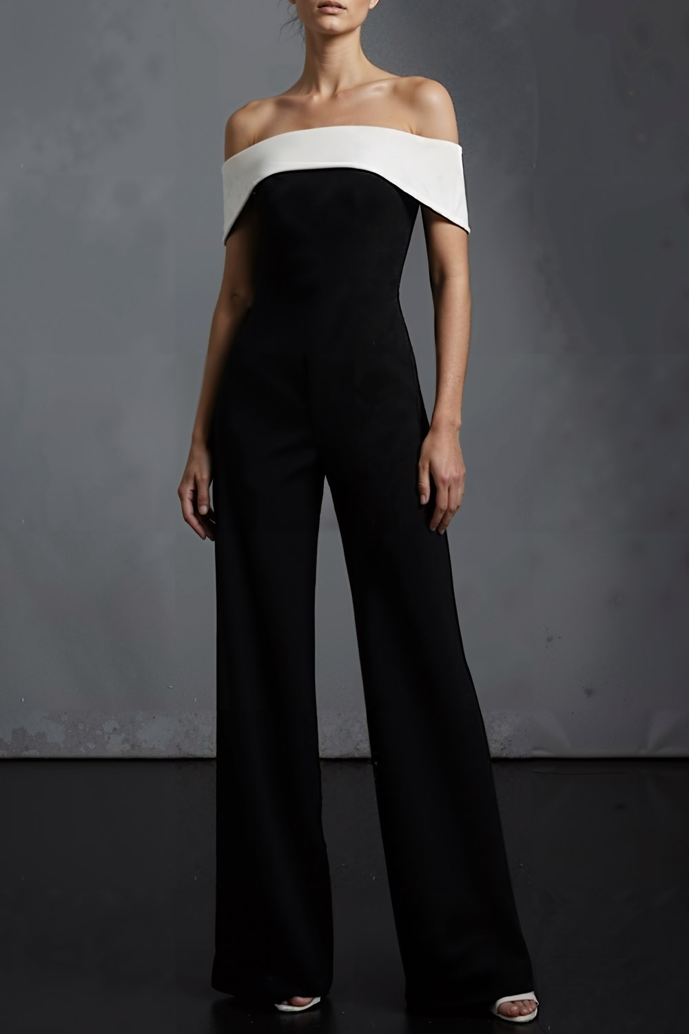 Black Formal Jumpsuit Off the Shoulder Sleeveless Jumpsuit