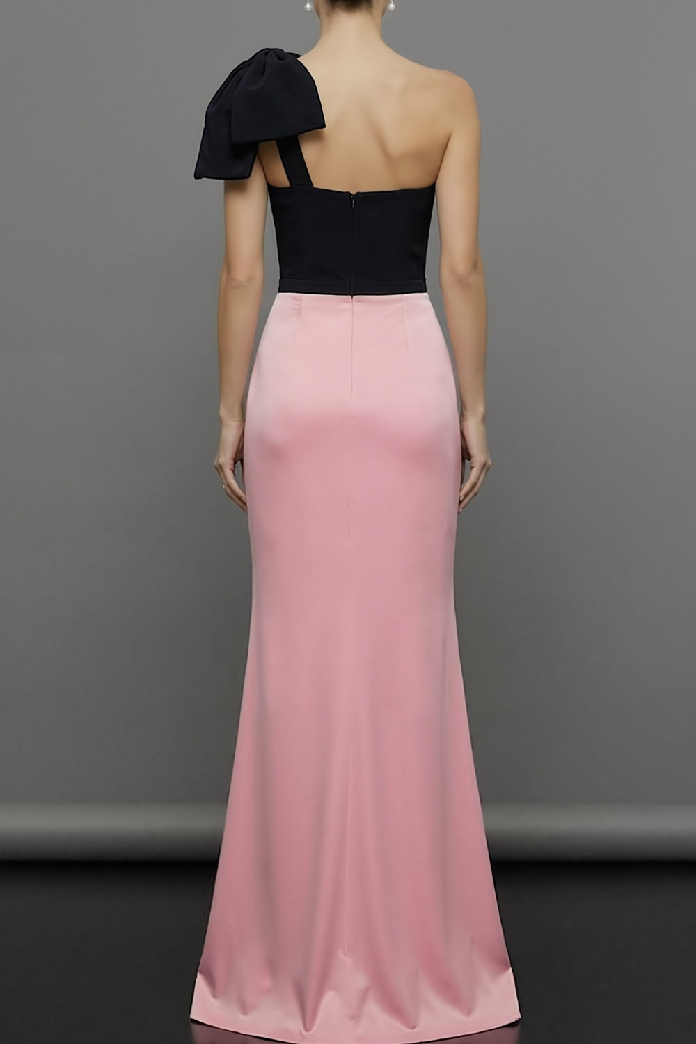 Pink Formal Evening Dress One Shoulder Satin Maxi Dress with Slit