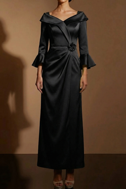 Mustard Green Formal Evening Dress Off the Shoulder Maxi Dress