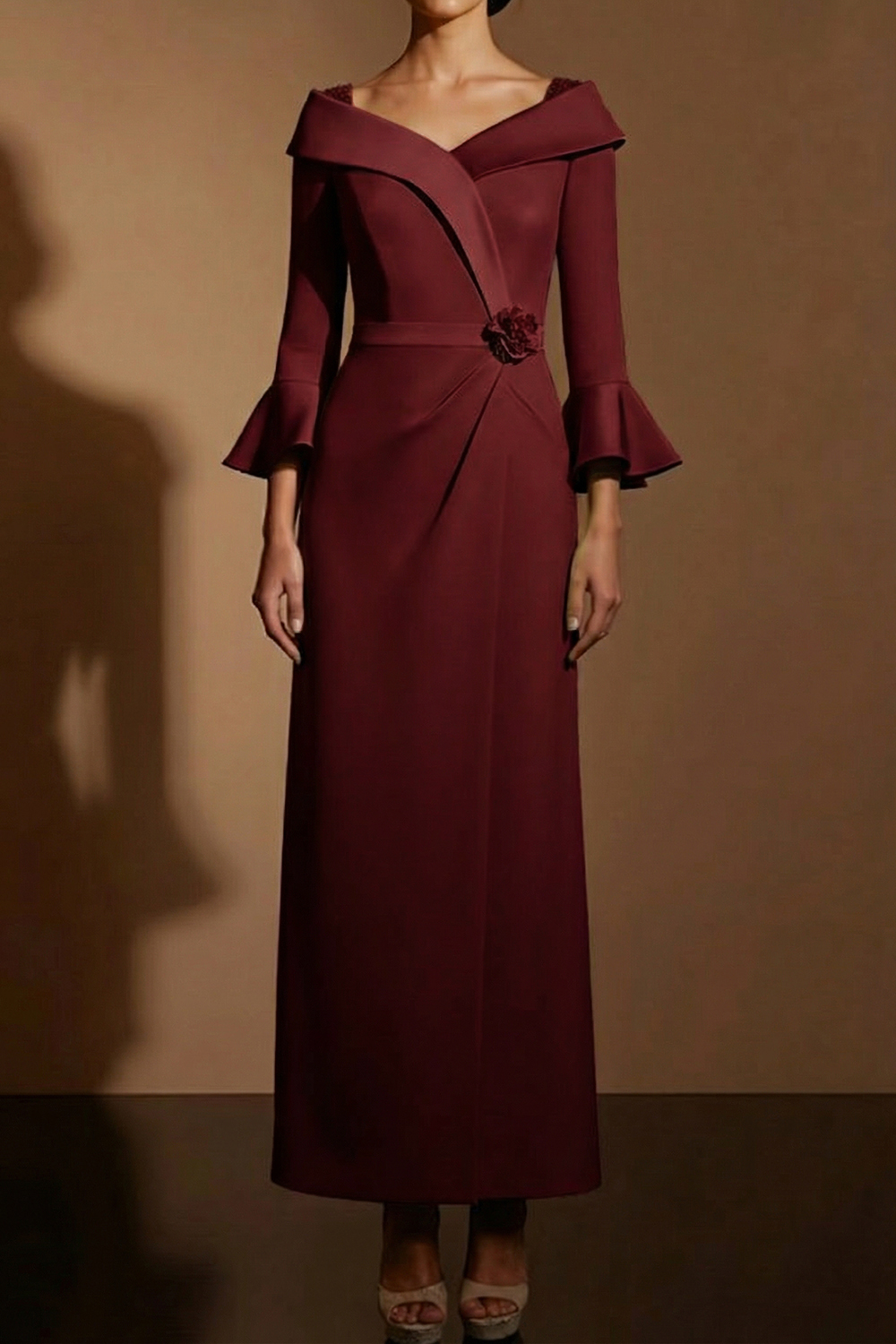 Mustard Green Formal Evening Dress Off the Shoulder Maxi Dress