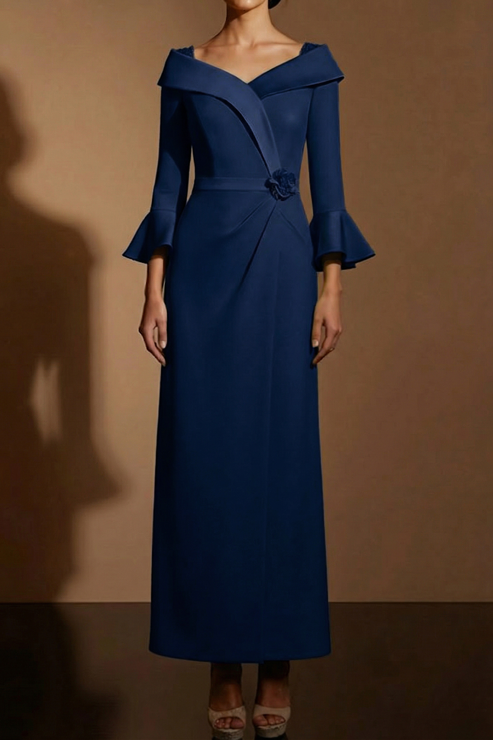 Mustard Green Formal Evening Dress Off the Shoulder Maxi Dress