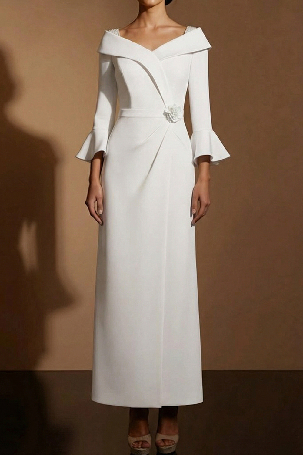 Mustard Green Formal Evening Dress Off the Shoulder Maxi Dress