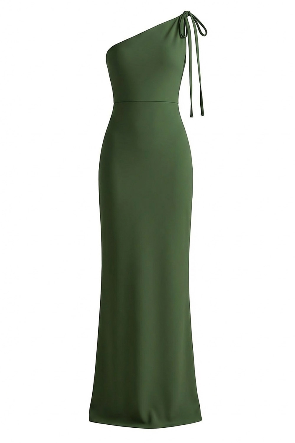 Green Formal Evening Dress Sheath One Shoulder Sleeveless Maxi Dress 