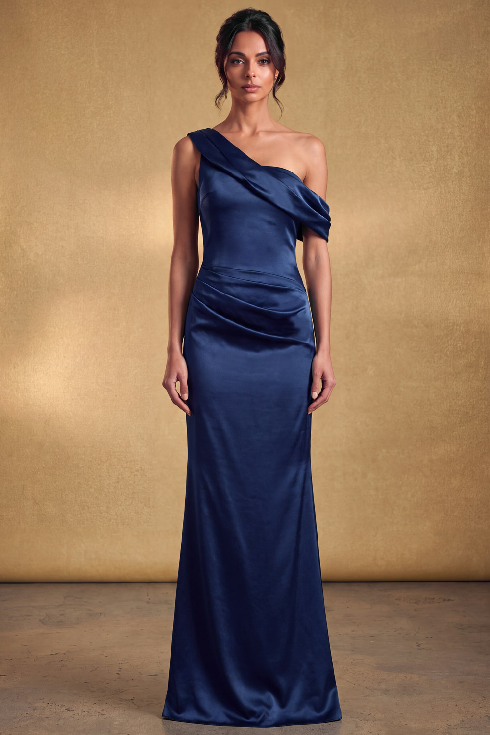 The Merlot | Burgundy Formal Evening Dress Off the Shoulder Ruched Satin Maxi Dress | Chiclody