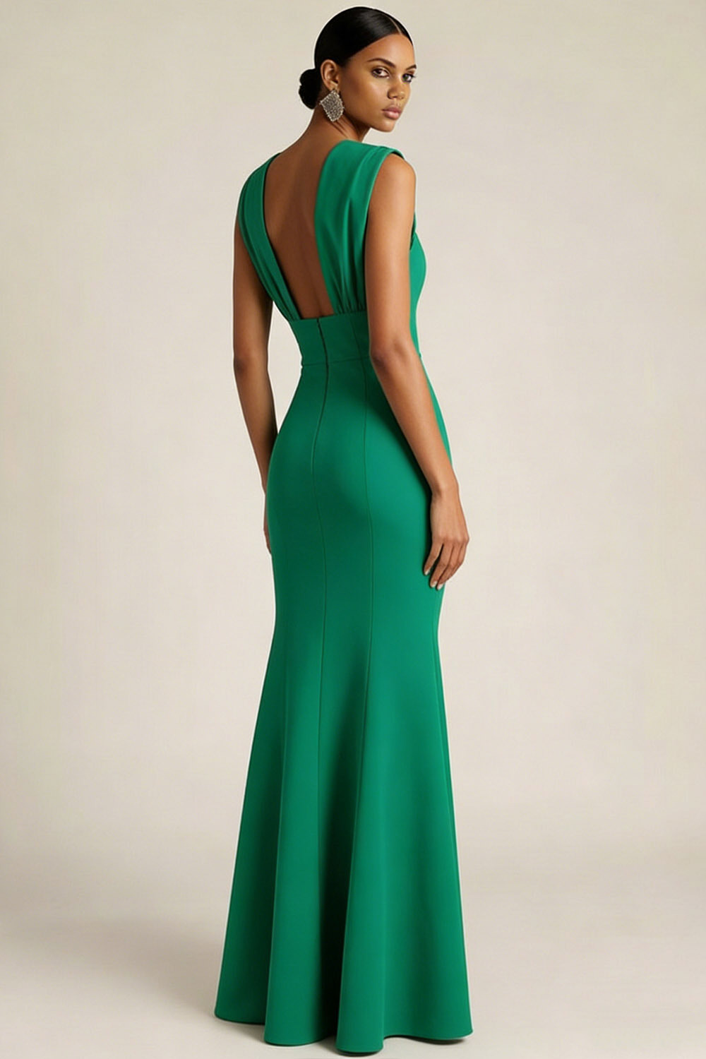 Green Formal Evening Dress Mermaid Square Neck Maxi Dress
