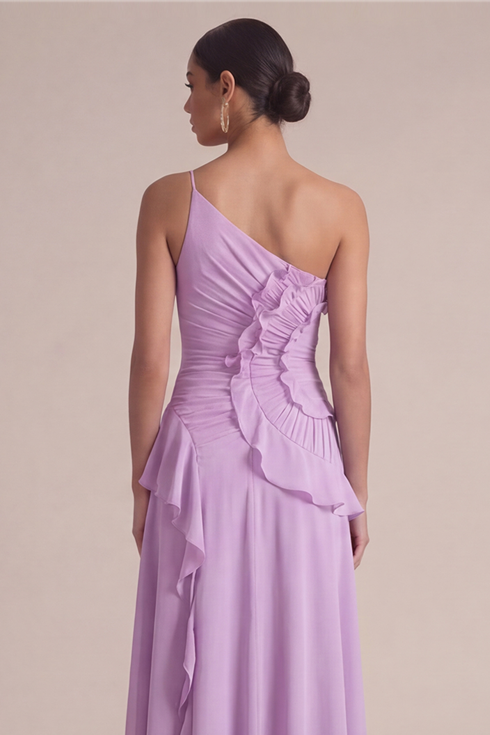 Dusty Blue Wedding Guest Dress One Shoulder Ruffled Maxi Dress 