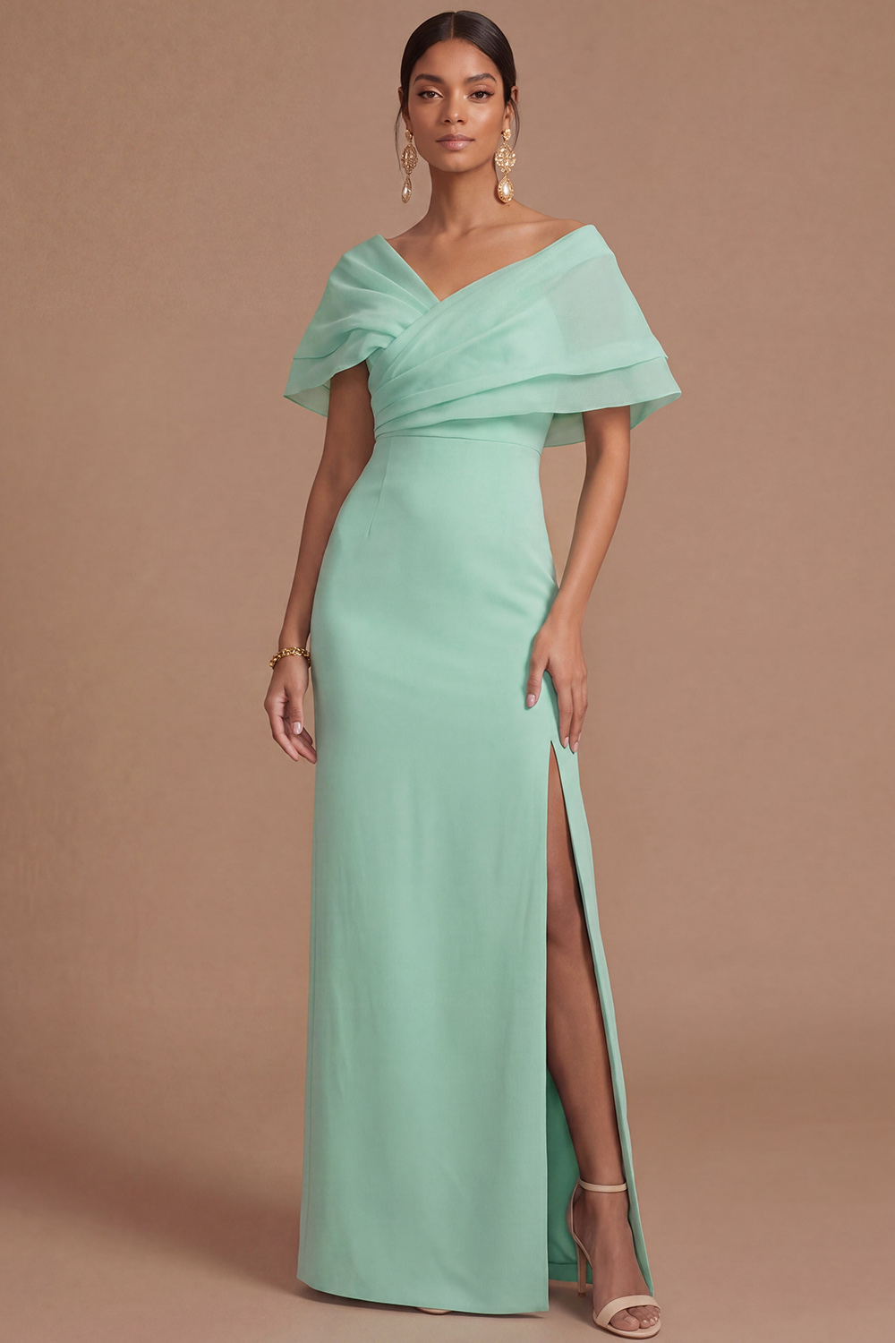 Lilac Wedding Guest Dress Sheath Off the Shoulder Maxi Dress with Slit