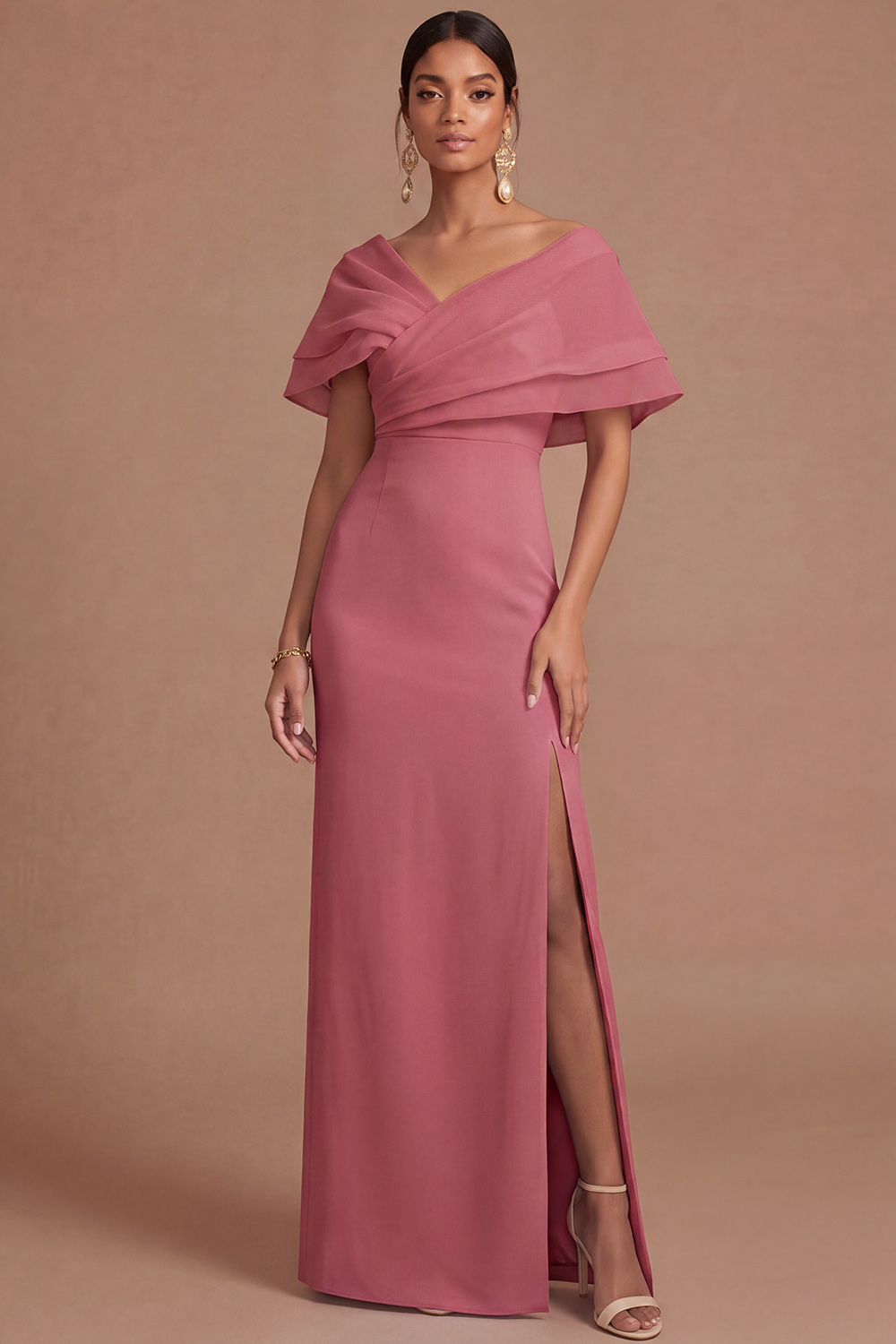 Lilac Wedding Guest Dress Sheath Off the Shoulder Maxi Dress with Slit